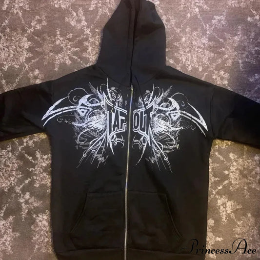 Disguise Zip Fastener Hooded Sweatshirt black 2 / S hoodies-241228