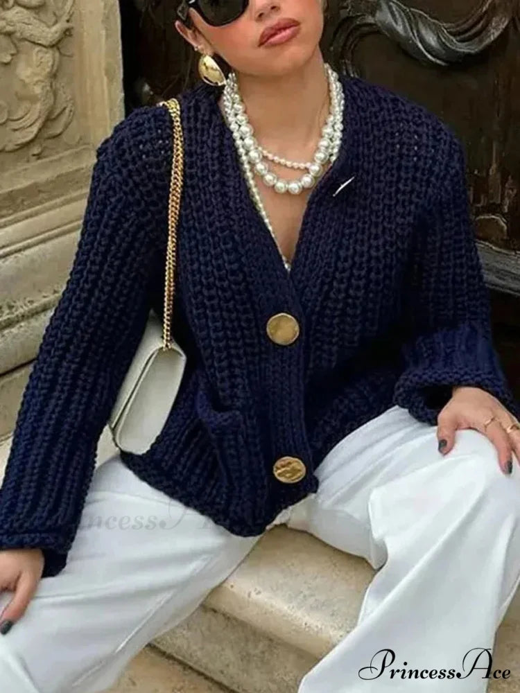 Distinguish Extended Sleeve Knitted Cardigan black / S cardigans-241228