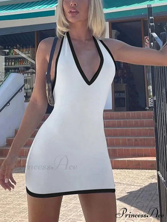 Distinguish Halter Tall-Waist Mini Dress minidress-250223