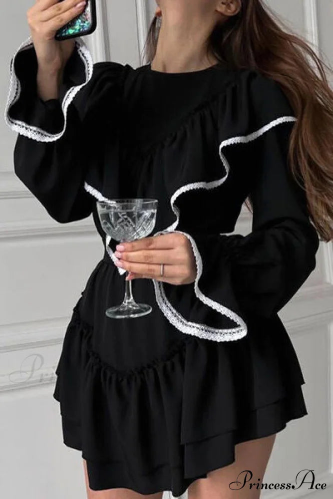 Diva Darling Ruffled Charming Flare Sleeve Mini Dress