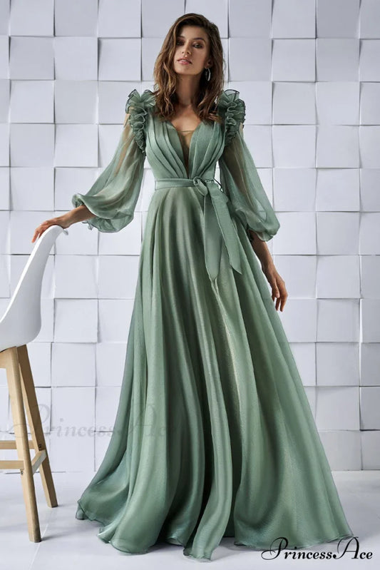 Divine Love Long Trendy Sleeve Maxi Dress Sage / 2