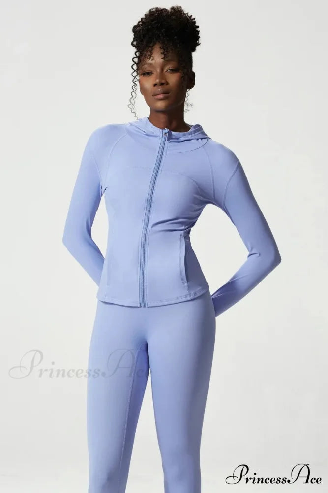DOINA HOODED LONG Charming SLEEVE SPORTS TOP BLUE Blue / S