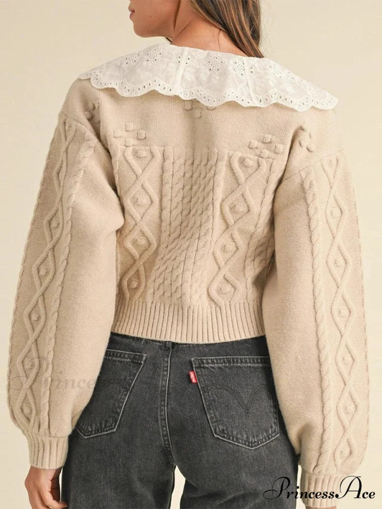 Doll Collar Tie-Up Lengthy Sleeve Knit Cardigan cardigans-241228