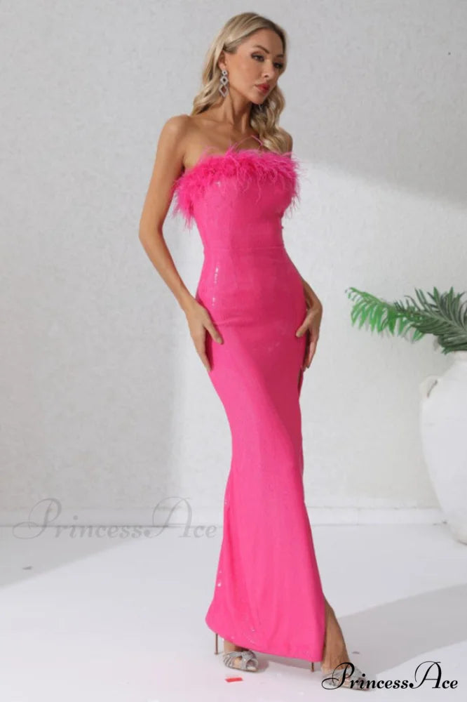 Dolly Sequin Stylish Feather Dress