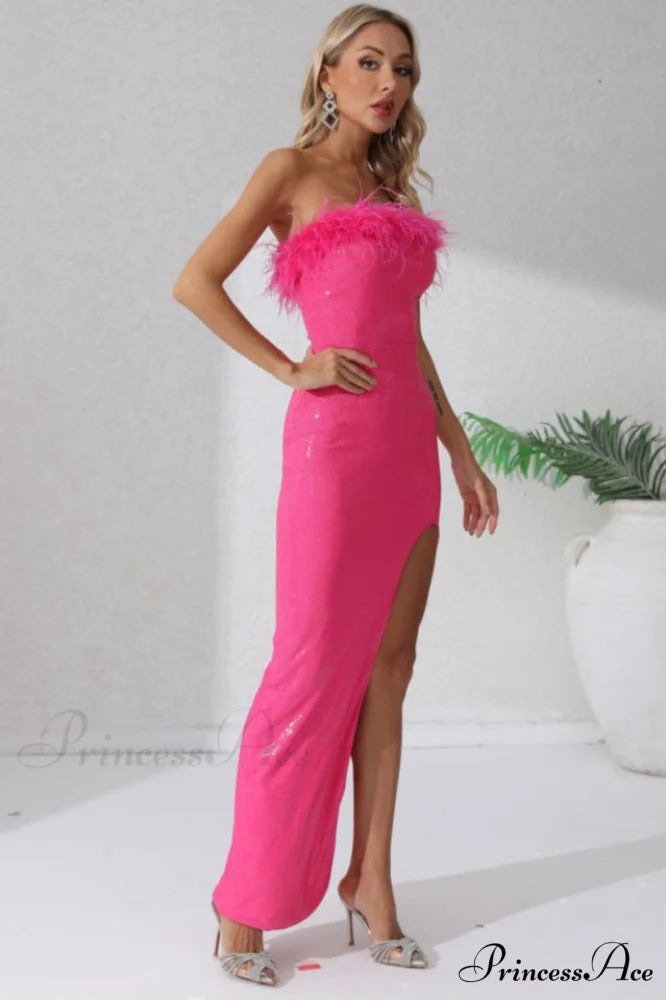 Dolly Sequin Stylish Feather Dress