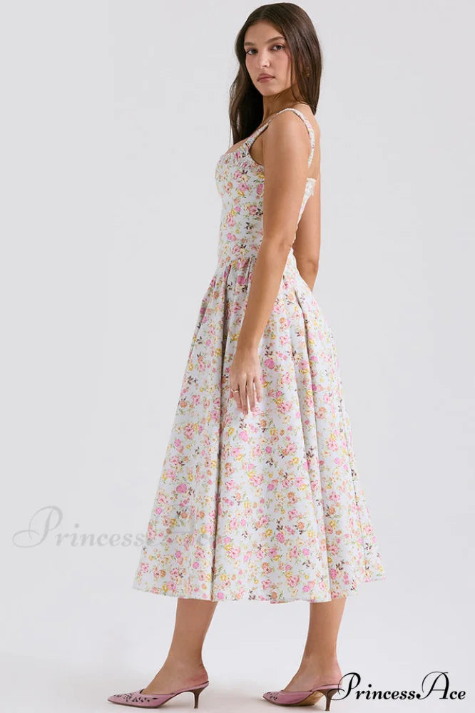 Dorothy White Stylish Rosebud Print Sundress