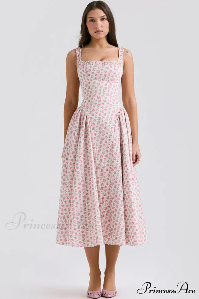 Dorothy White Stylish Rosebud Print Sundress