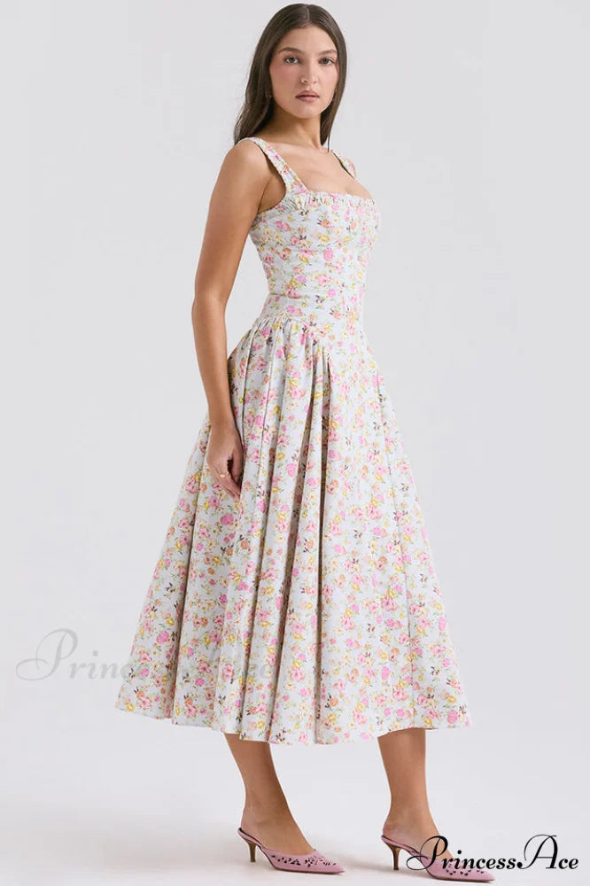 Dorothy White Stylish Rosebud Print Sundress