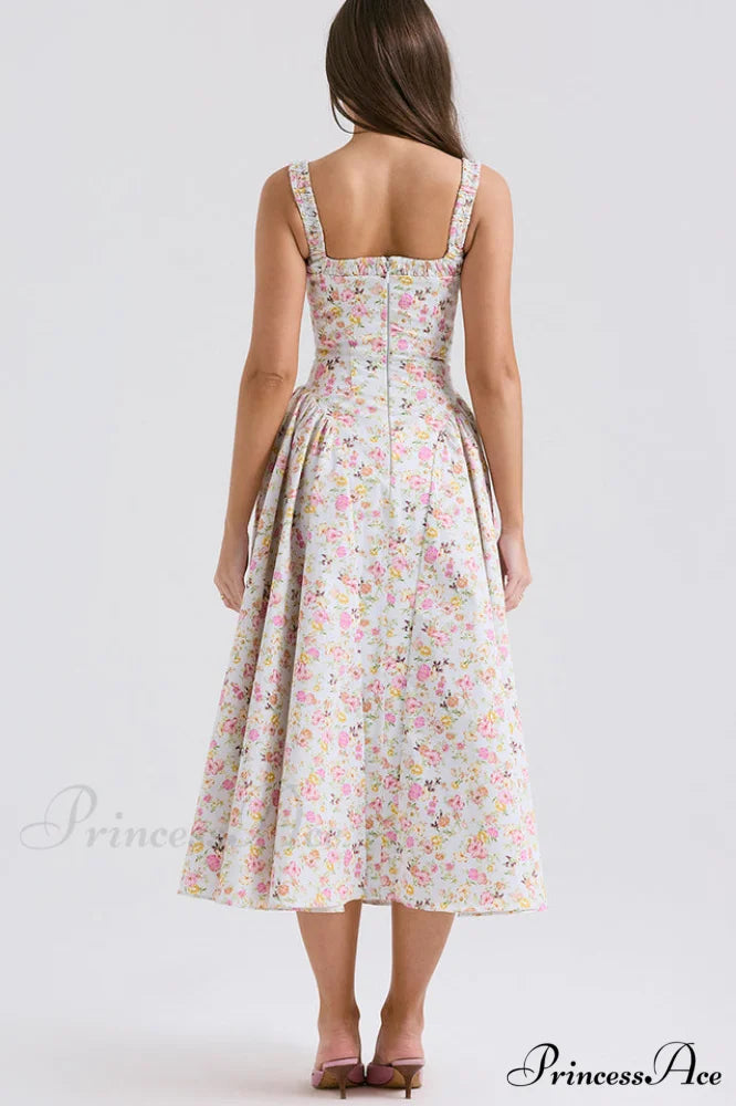 Dorothy White Stylish Rosebud Print Sundress
