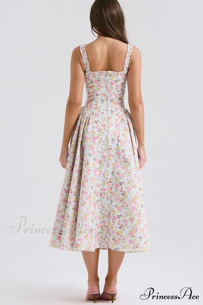 Dorothy White Stylish Rosebud Print Sundress