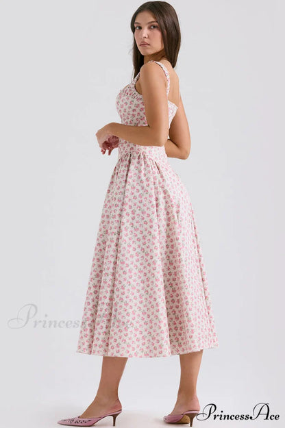Dorothy White Stylish Rosebud Print Sundress