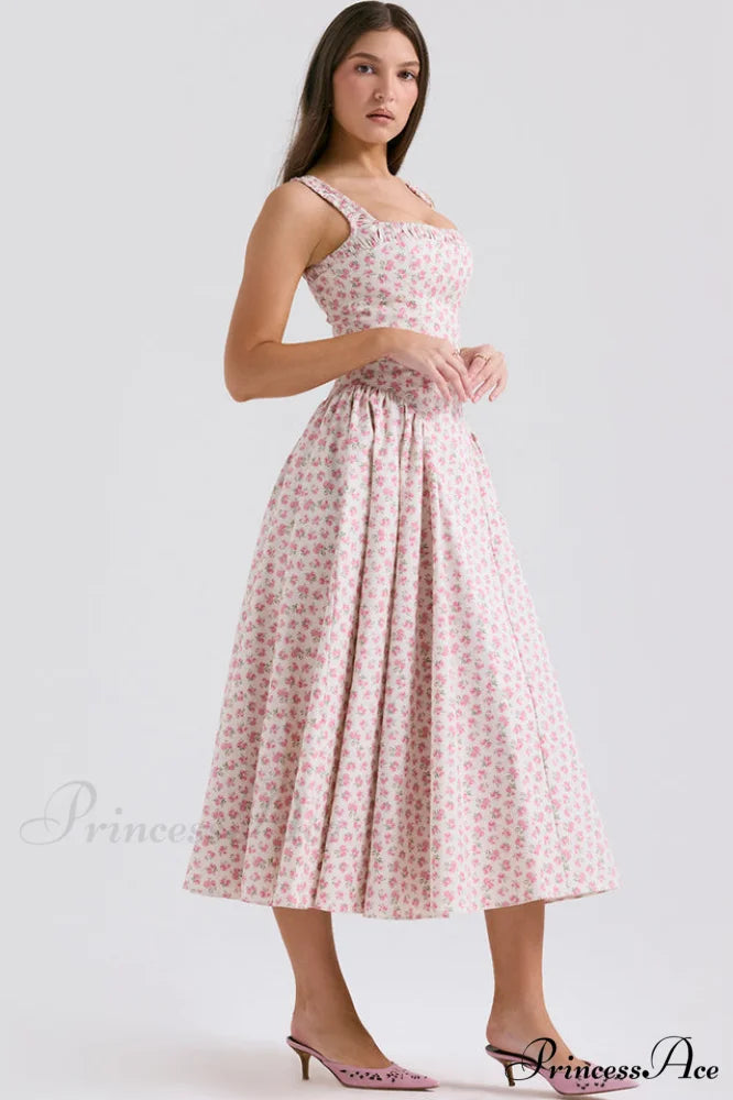 Dorothy White Stylish Rosebud Print Sundress
