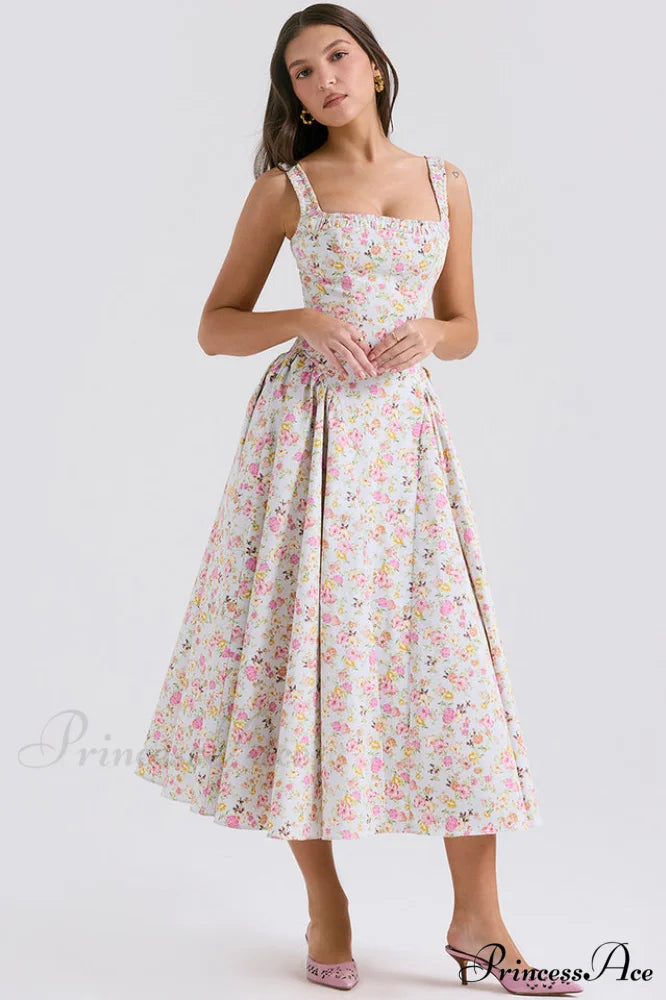 Dorothy White Stylish Rosebud Print Sundress