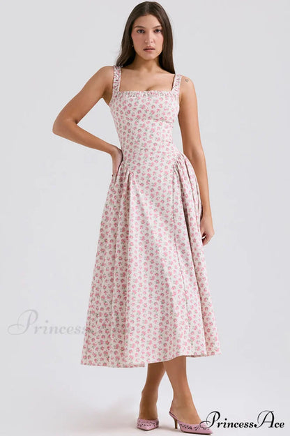 Dorothy White Stylish Rosebud Print Sundress XS / White Rosebud Print
