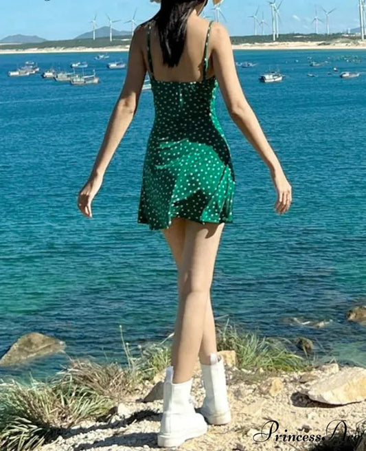 Dotted Thin Strap Mini Dress minidress-250223