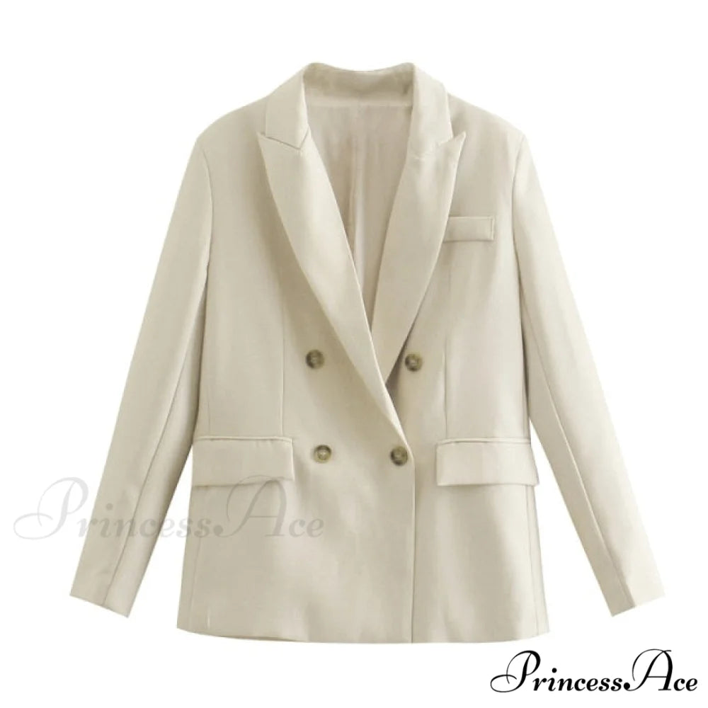 Double Breasted Blazer Coat Apricot / S
