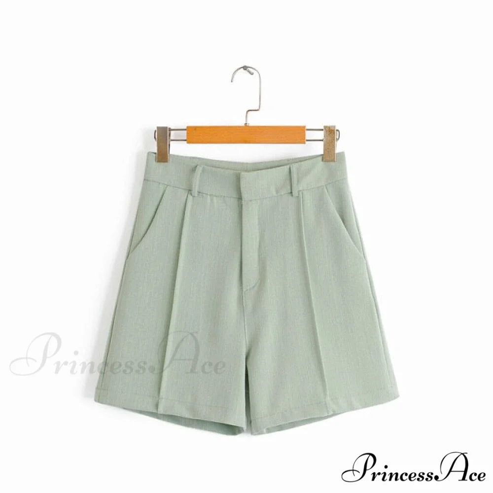 Double-breasted High Street Long Sleeve Blazer Green Shorts / S