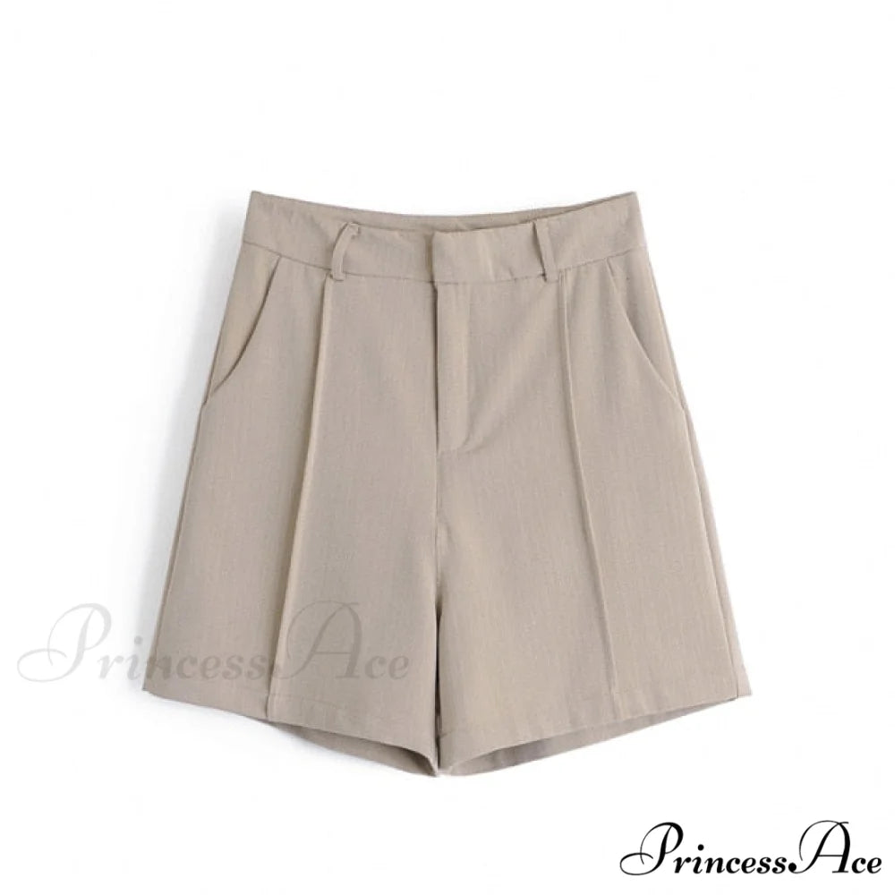 Double-breasted High Street Long Sleeve Blazer Khaki Shorts / S