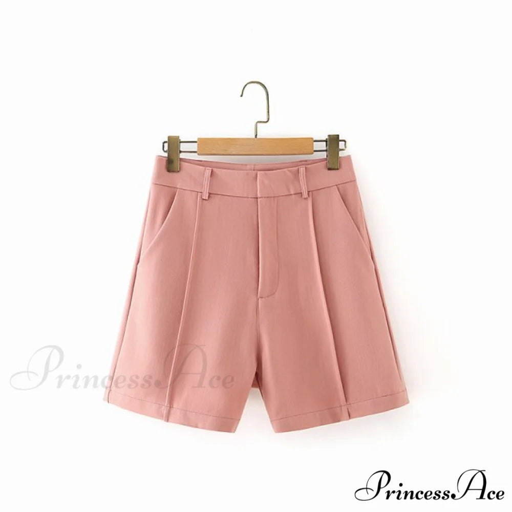 Double-breasted High Street Long Sleeve Blazer Pink Shorts / S