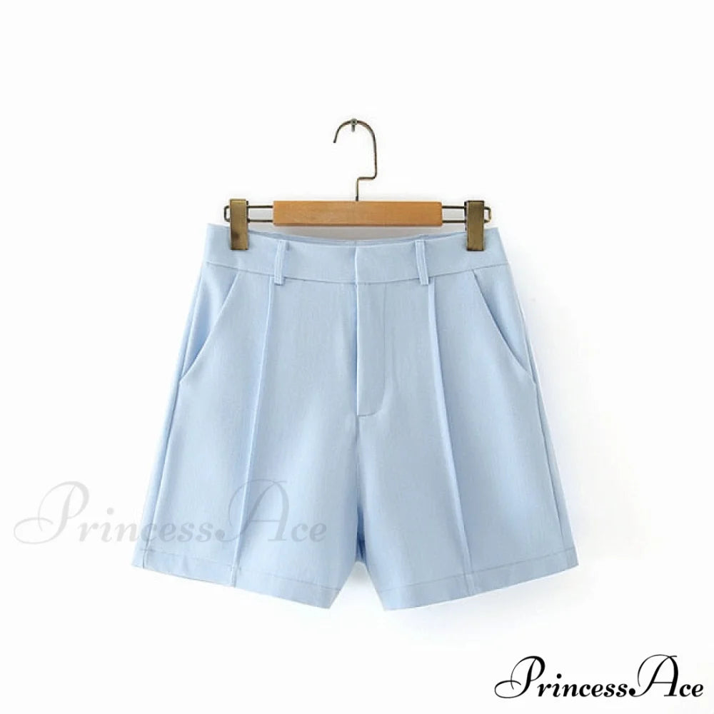 Double-breasted High Street Long Sleeve Blazer Sky Blue Shorts / S