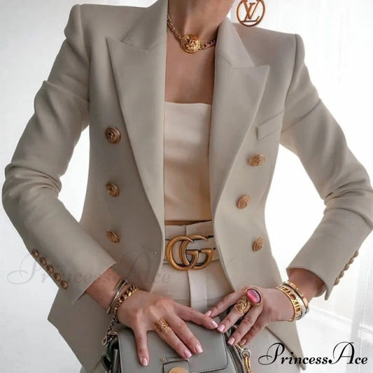 Double-breasted Jacket Commuter White Blazer khaki / S