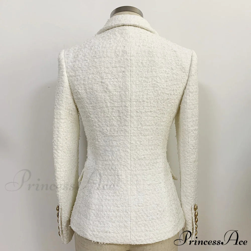 Double Breasted Lion Buttons Slim Blazer