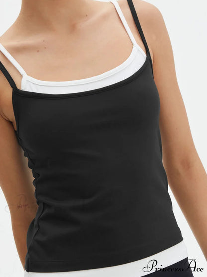 Double Layer Spaghetti Trendy Strap Cami Top