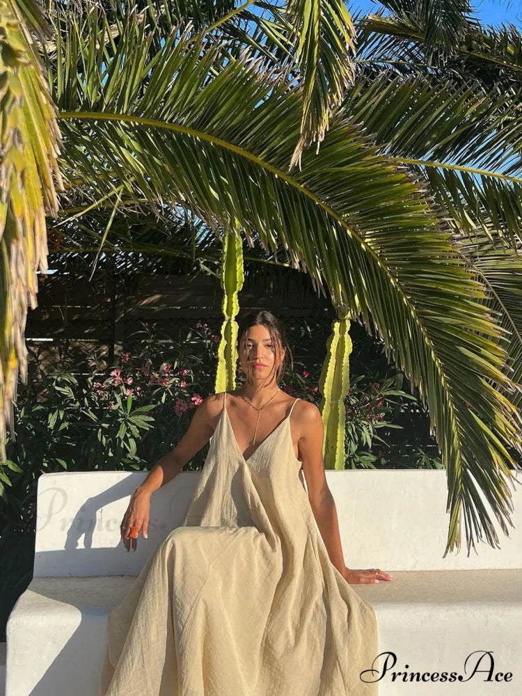 Double Layers Graceful V-neck Long Dress