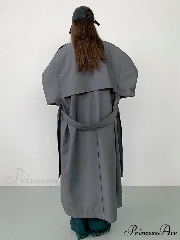 Double Pockets Graceful Longline Trench Coat