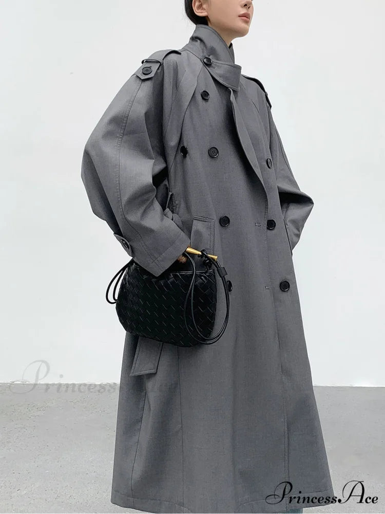 Double Pockets Graceful Longline Trench Coat