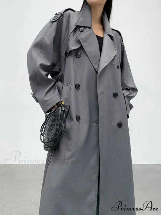 Double Pockets Graceful Longline Trench Coat