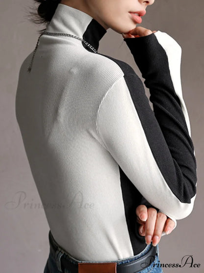 Double Sided Colorblock Trendy Long Sleeve Top