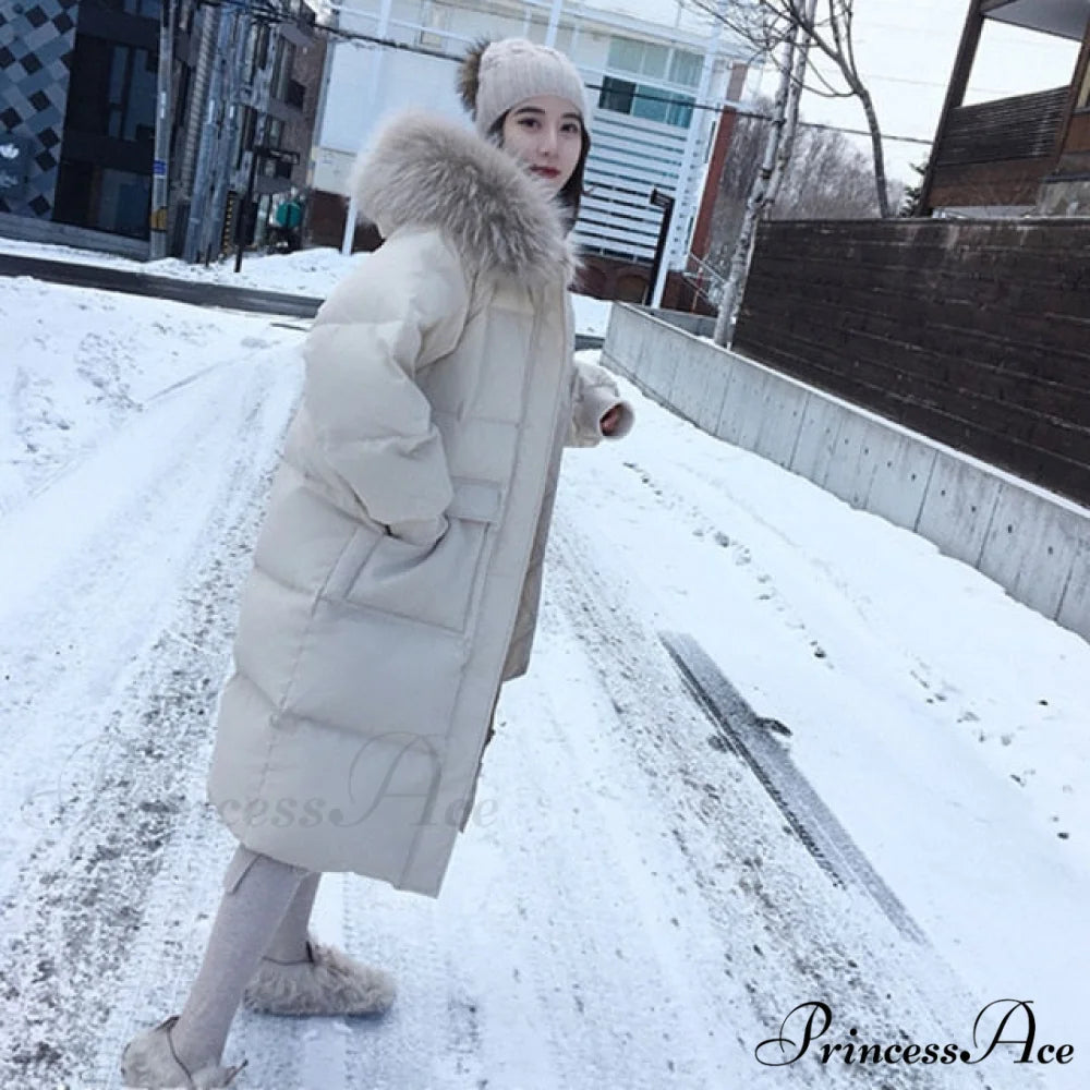 Double Sided Down Long Coat Beige / S