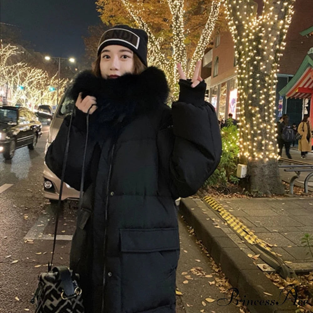 Double Sided Down Long Coat Black / S