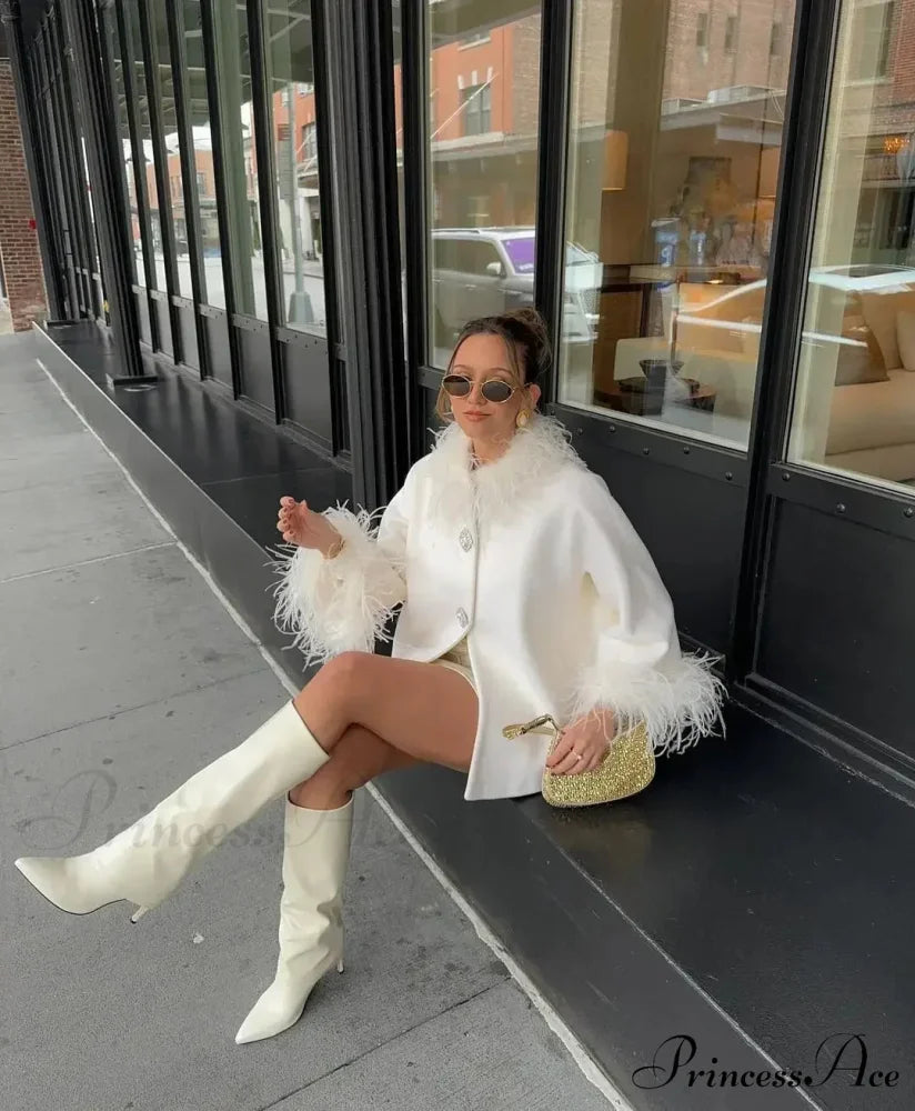 Downy Soft Collar Fasten Cozy Overcoat overcoats-241228