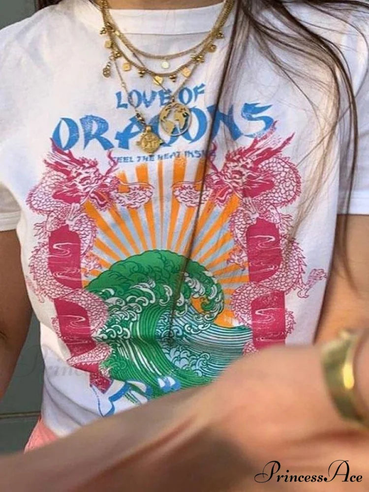 Dragon Print Backless Trendy Bodycon Mini Dress White / S