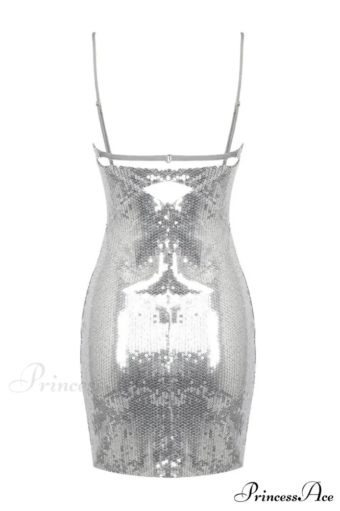 Draped Bra Mini Dress Graceful With Double Metal Ring