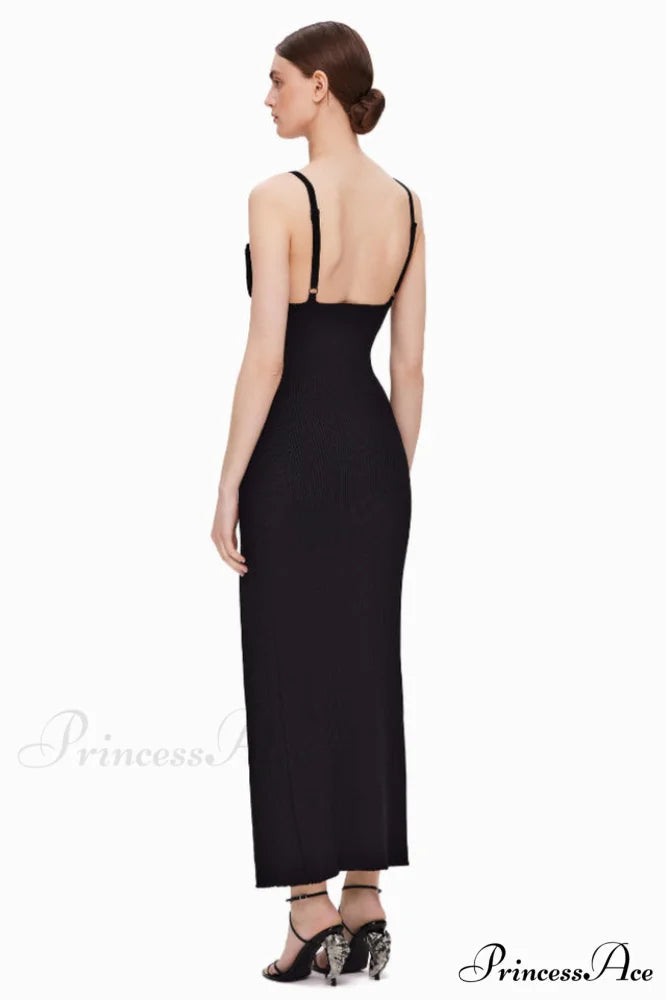 Draped Bustier Stylish Ribbed Midi Dress