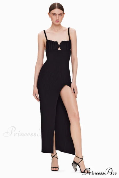 Draped Bustier Stylish Ribbed Midi Dress