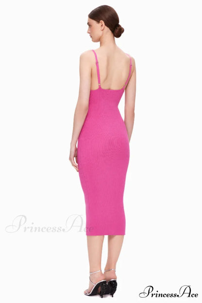 Draped Bustier Stylish Ribbed Midi Dress