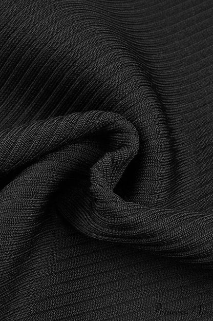 Draped Bustier Stylish Ribbed Midi Dress