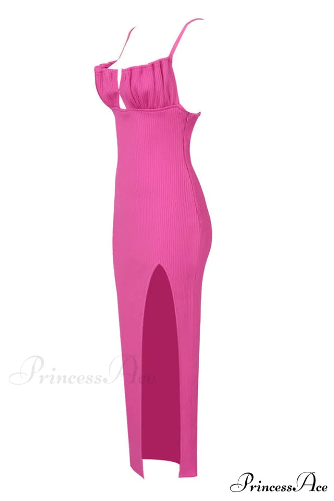 Draped Bustier Stylish Ribbed Midi Dress