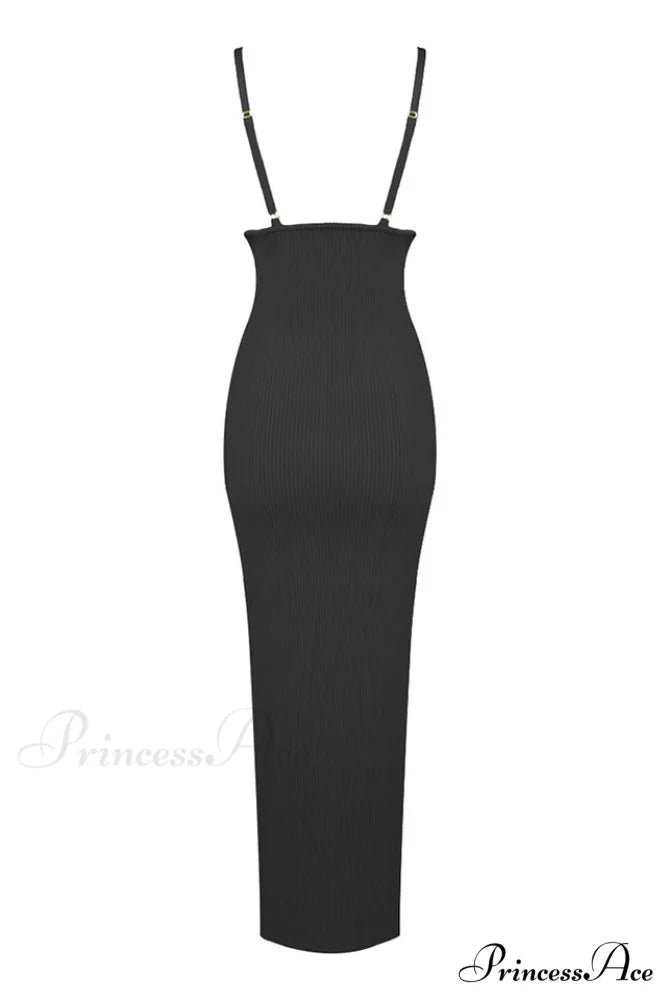 Draped Bustier Stylish Ribbed Midi Dress