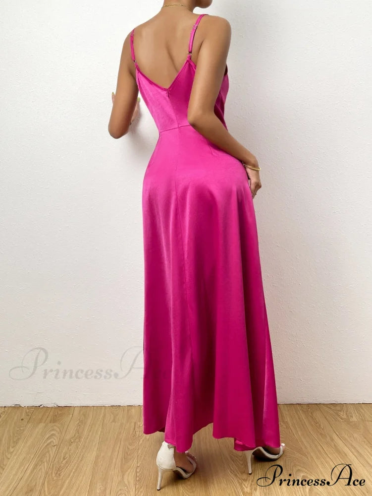 Draped Collar Wrap Hem Cami Dress