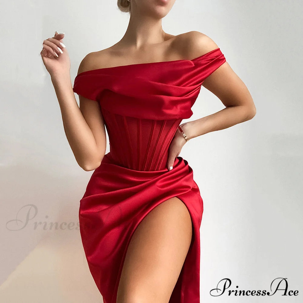 Draped Diva One-Shoulder Charming Corset Bodycon Midi Dress