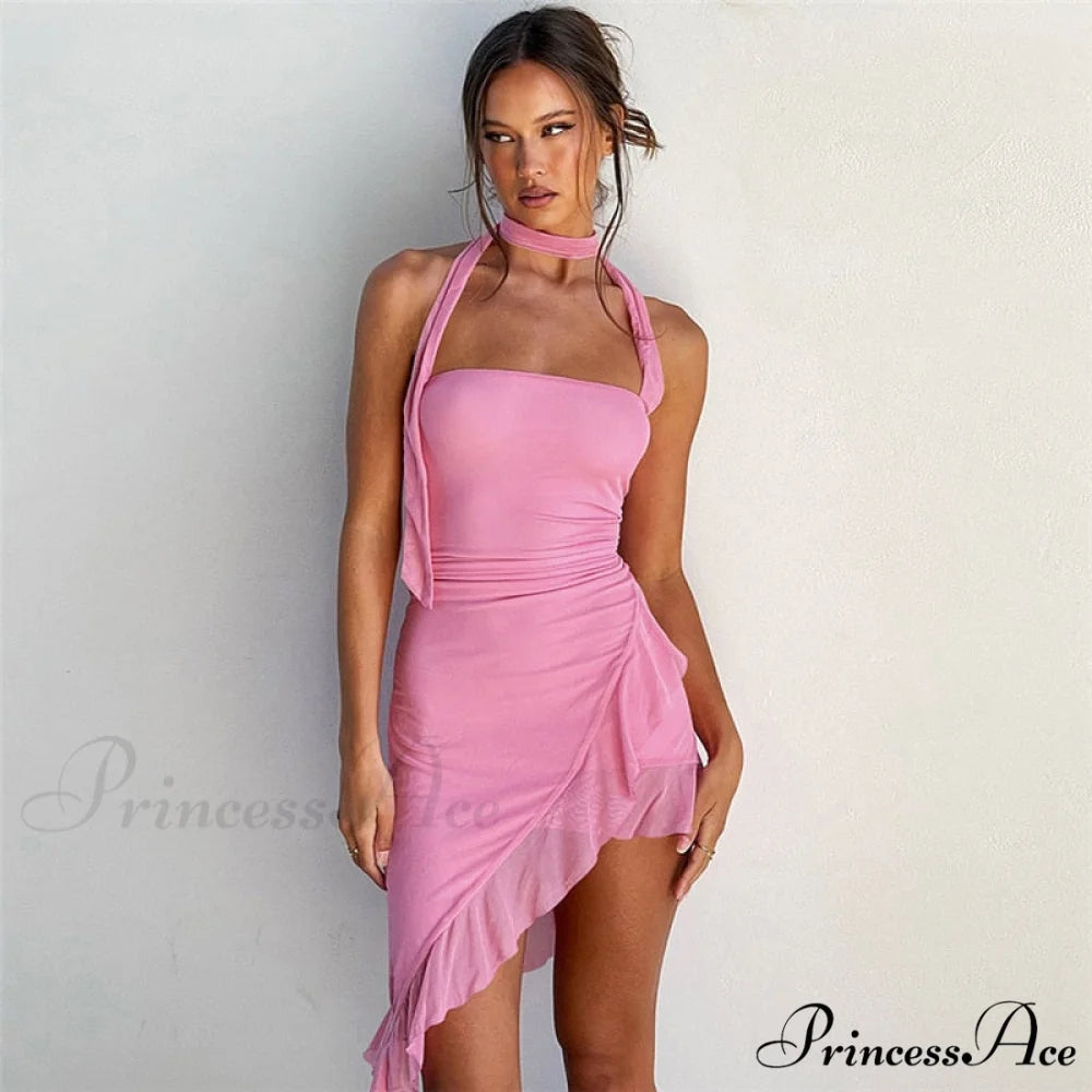 Draped Frill Stylish Tube Mini Dress