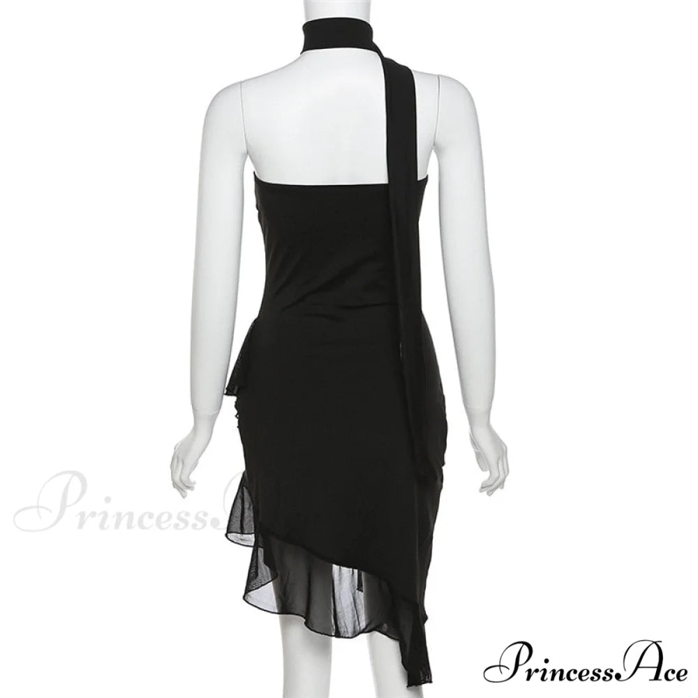 Draped Frill Stylish Tube Mini Dress