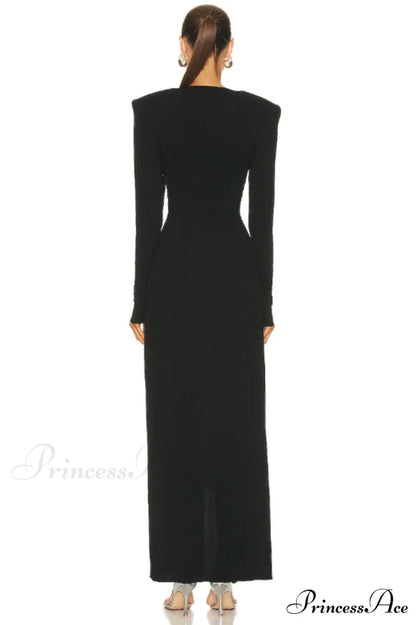 Draped Ring Detailed Charming Deep V Neck Dress