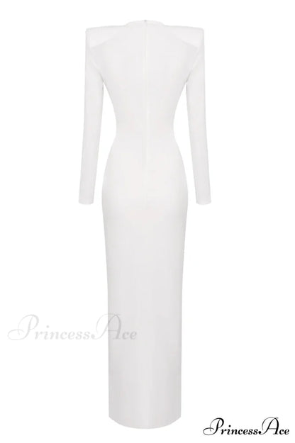 Draped Ring Detailed Charming Deep V Neck Dress