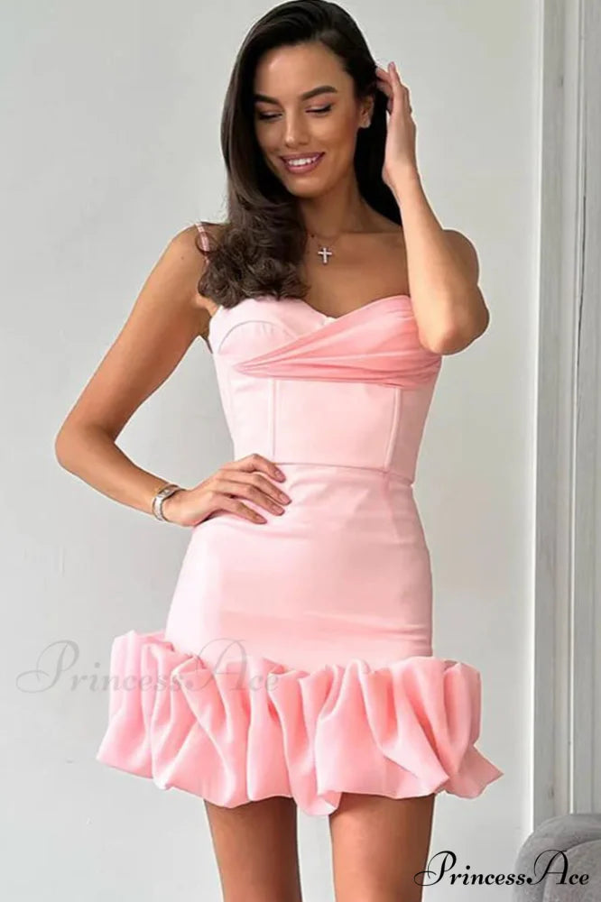 Draped Ruffle Stylish Mini Bustier Dress